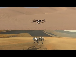 Dragonfly rotorcraft model tested in desert to simulate Titans dunes
