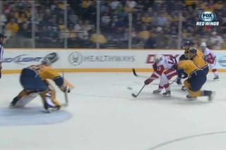 Pavel Datsyuk walks through the Entire Predators Team for the goal Feb 19 2013