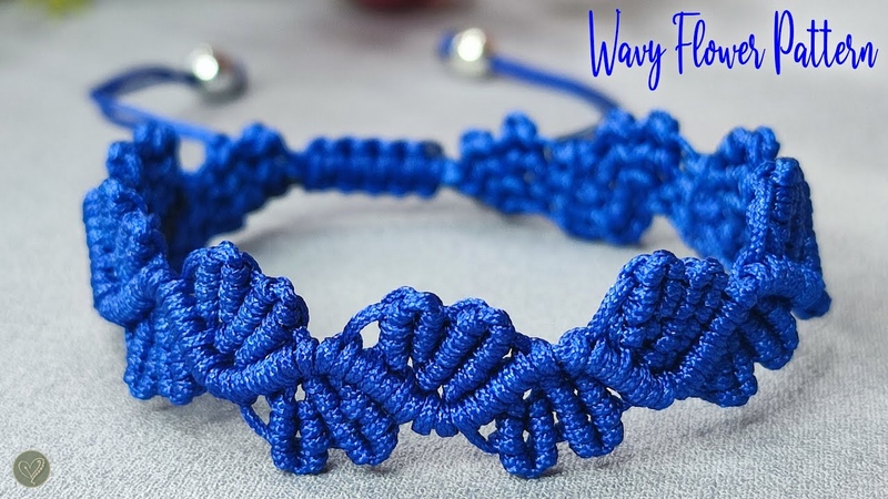 Macrame Bracelet Wavy Flower Pattern, Macrame Bracelet