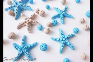 Stelle marine e perle pietra pomice in fimo - DIY Starfish and pumice beads