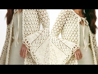🌿 Descubre La Elegante Puntada  Para Chaquetas y  Jerseis a Crochet