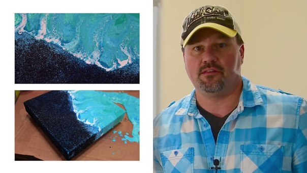 Black Blue Sand Dirty Pour Ocean Theme with Acrylic Treadmill Silicone Floetrol Using Swipe