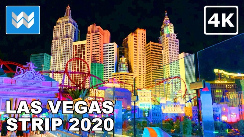 Las Vegas Strip at Night 2020 Virtual Walking Tour Treadmill Workout Video Binaural Sound 4