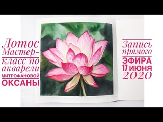 Лотос. Мастер-класс по акварели Митрофановой Оксаны. Запись эфира от