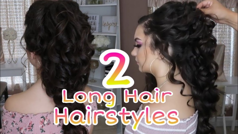 2 LONG HAIR HAIRSTYLES, STEP BY STEP PARTY HAIRSTYLE TUTORIAL, WEDDING BRIDAL PROM